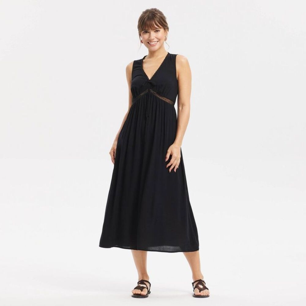 Universal Thread - Women's Lace Trim Midi Dress - Universal Thread Bl Black